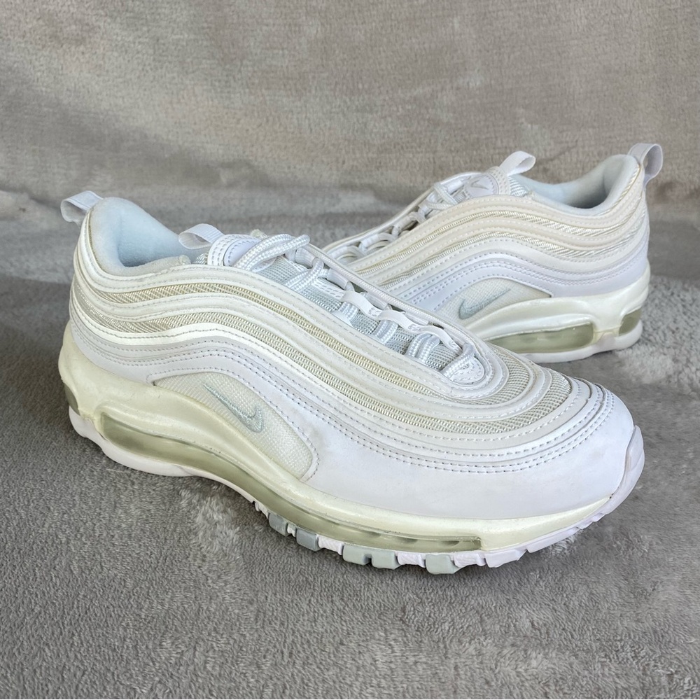 Nike Air Max 97 Women's Sneakers Shoes Size 7.5 Triple White Leather NEW - Picture 3 of 10